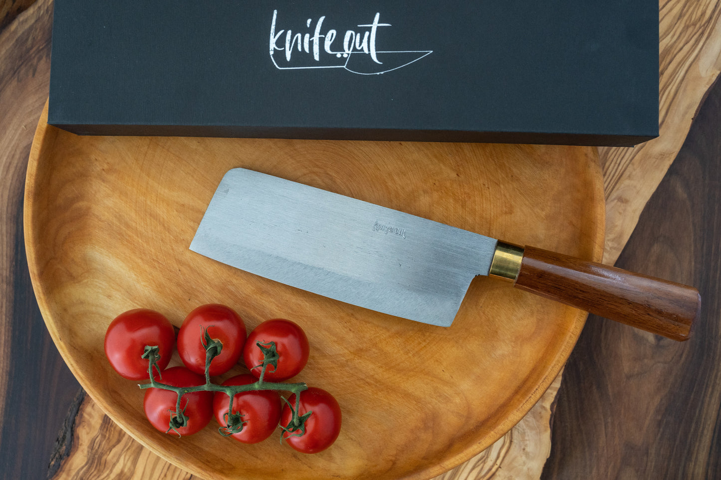 Kenmei japanese style carbon steel knife in brown