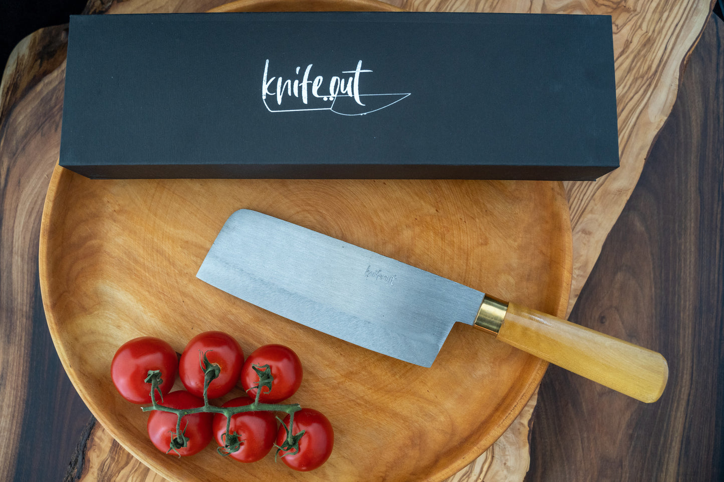 Kenmei japanese style carbon steel knife in light wood