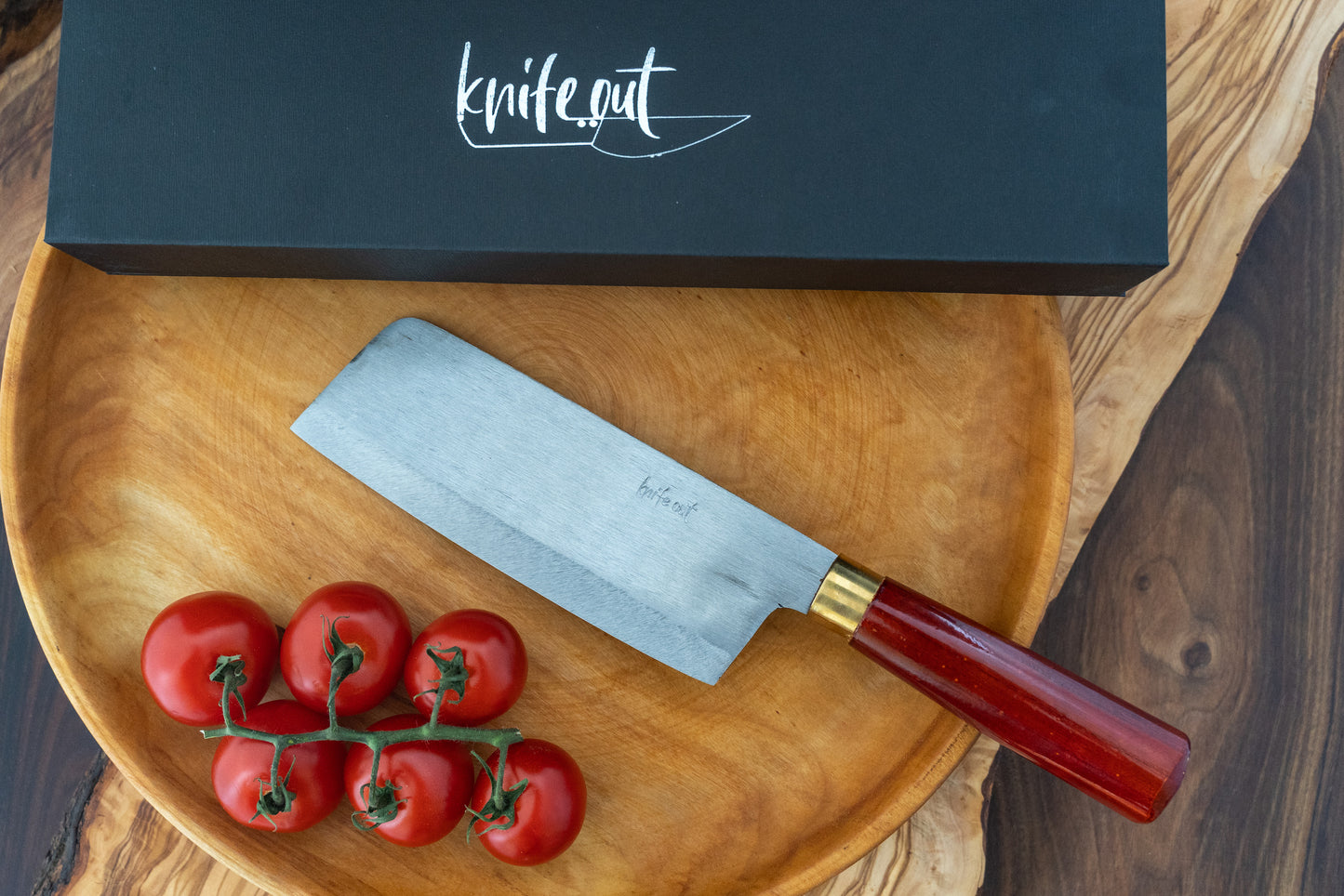 Kenmei japanese style carbon steel knife in red