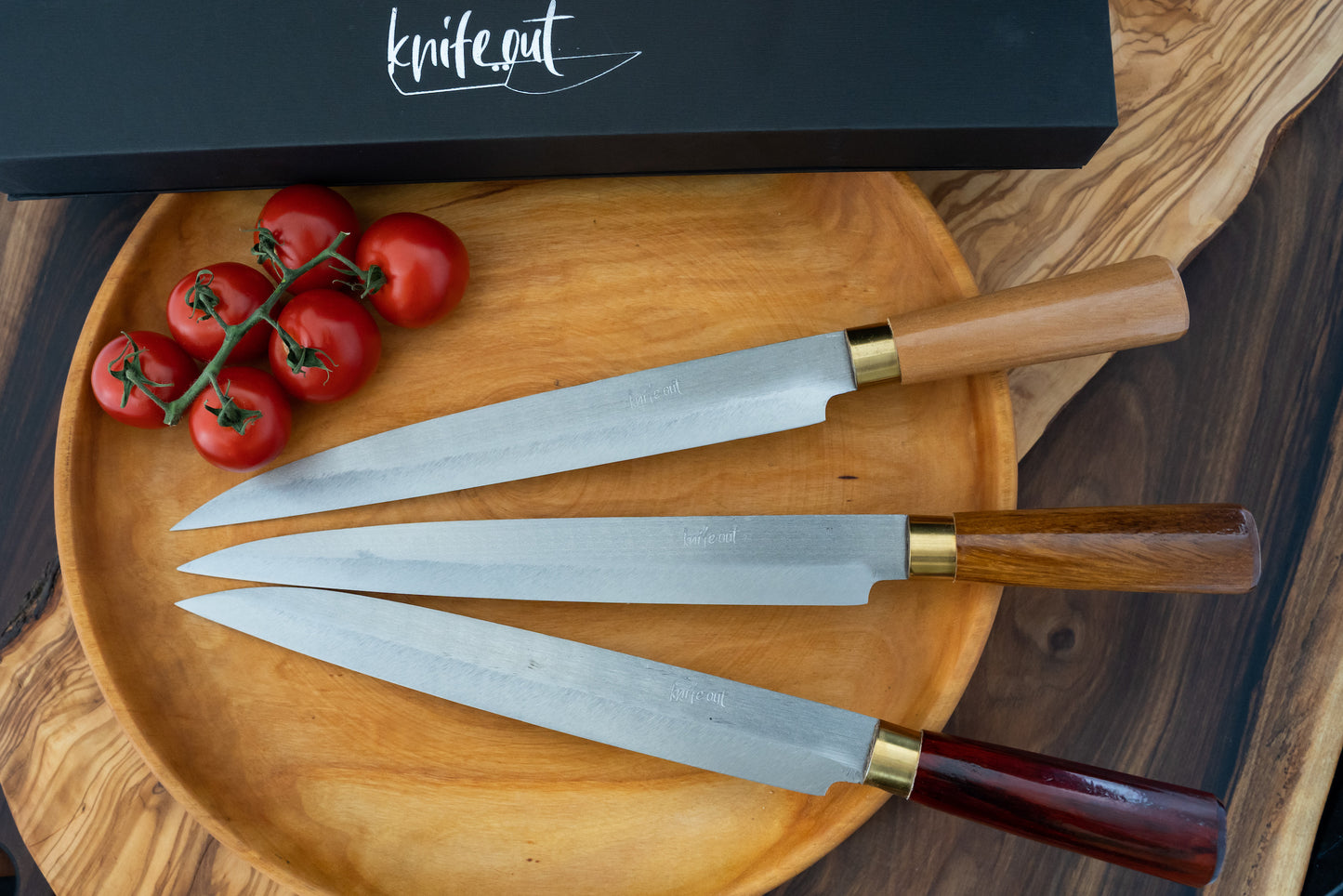 Kikubari japanese style carbon steel knife set