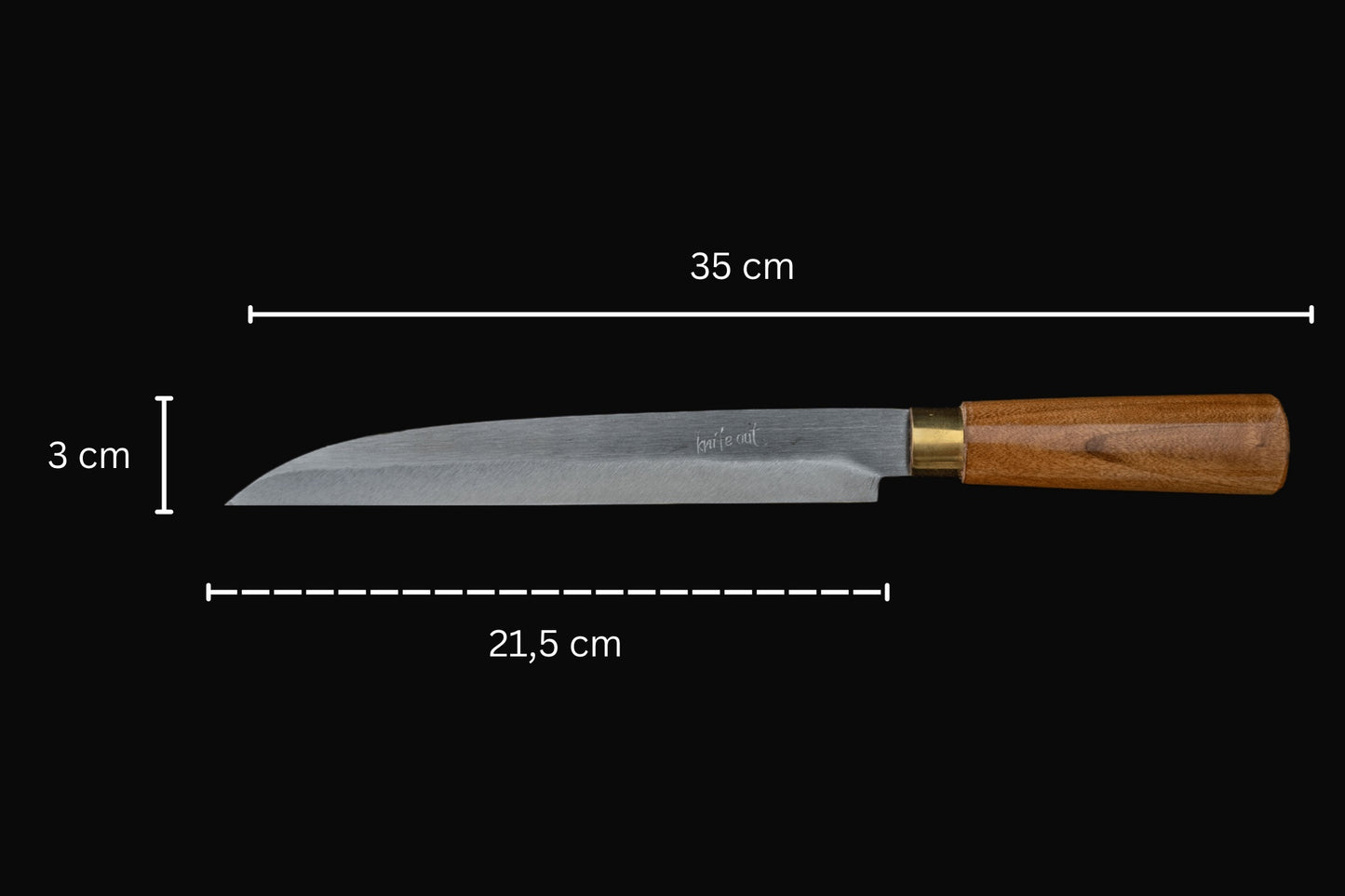 Kikubari japanese style carbon steel knife small in light wood dimensions