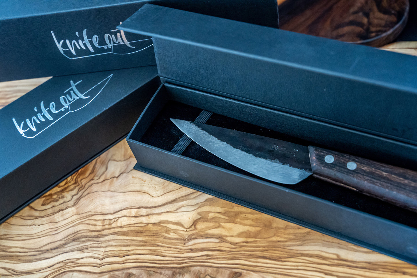The Fins Carbon Steel Knife small in box