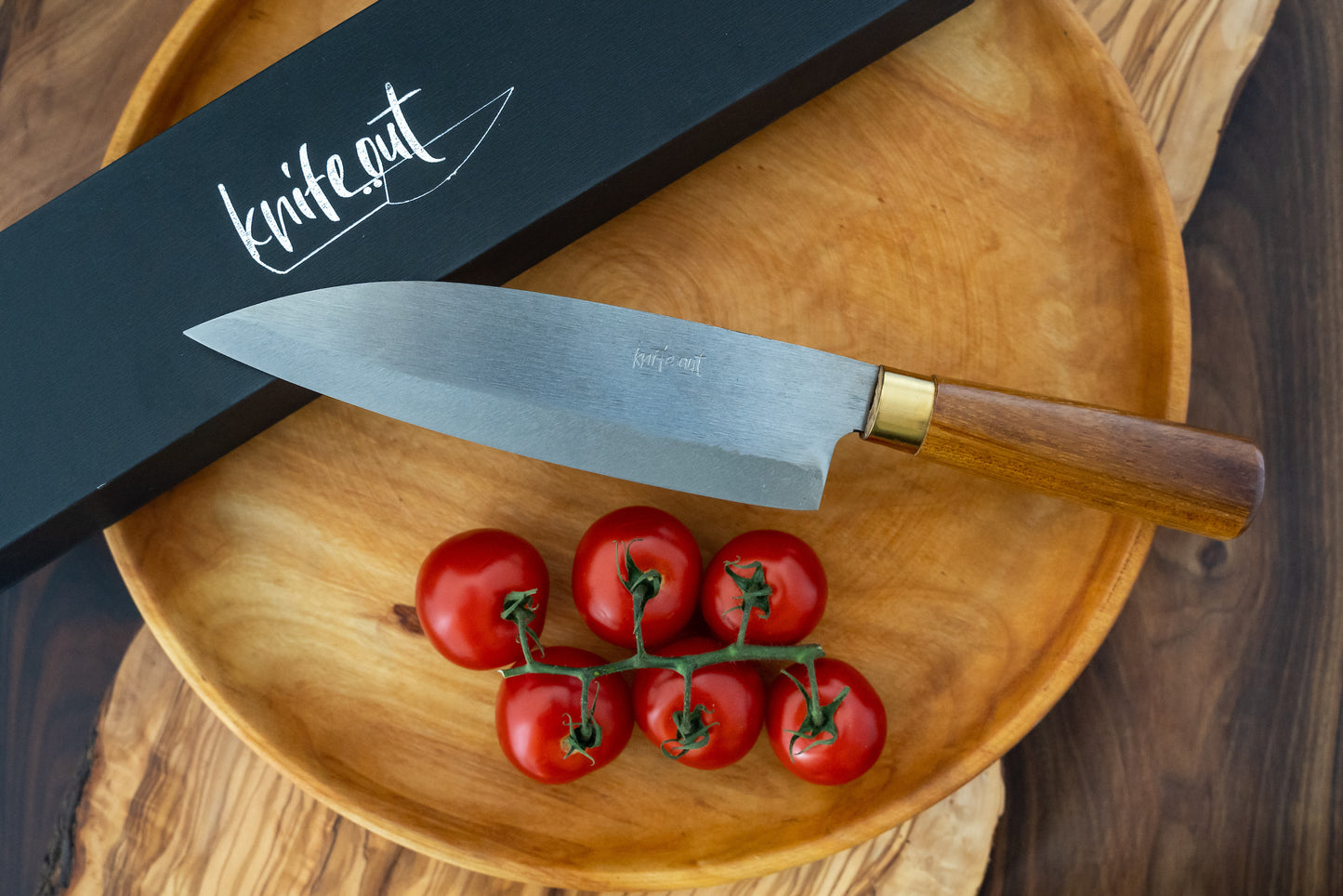 Yuga Japanese carbon steel knife brown