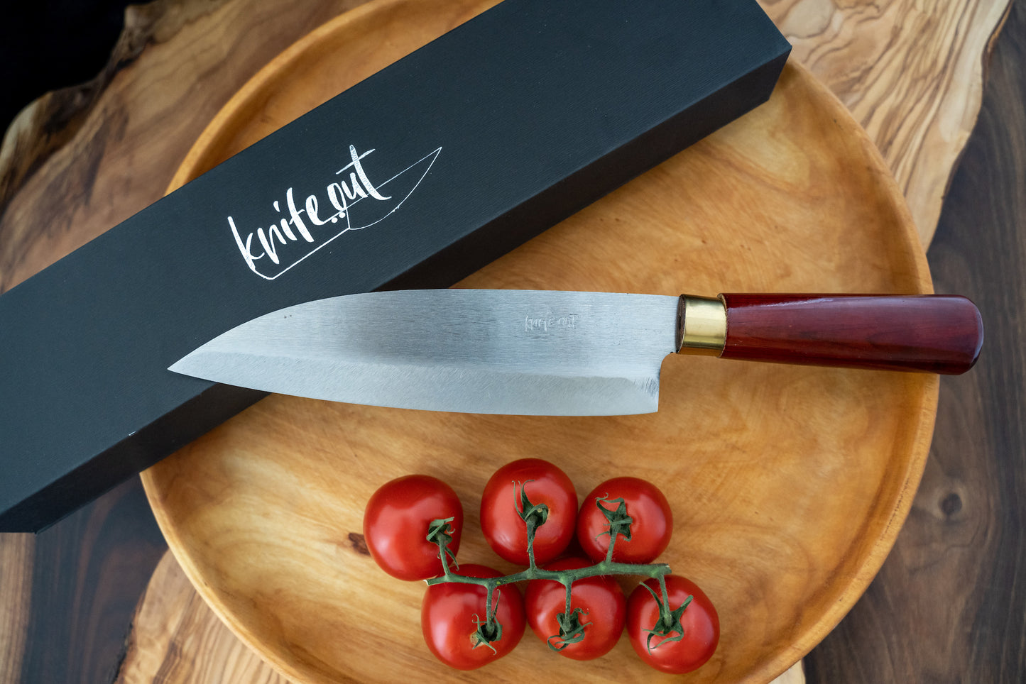 Yuga Japanese carbon steel knife red color