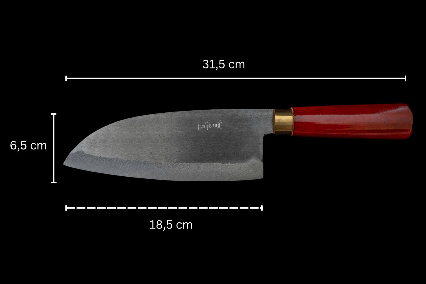 Chikara japanese carbon steel kitchen knife in red