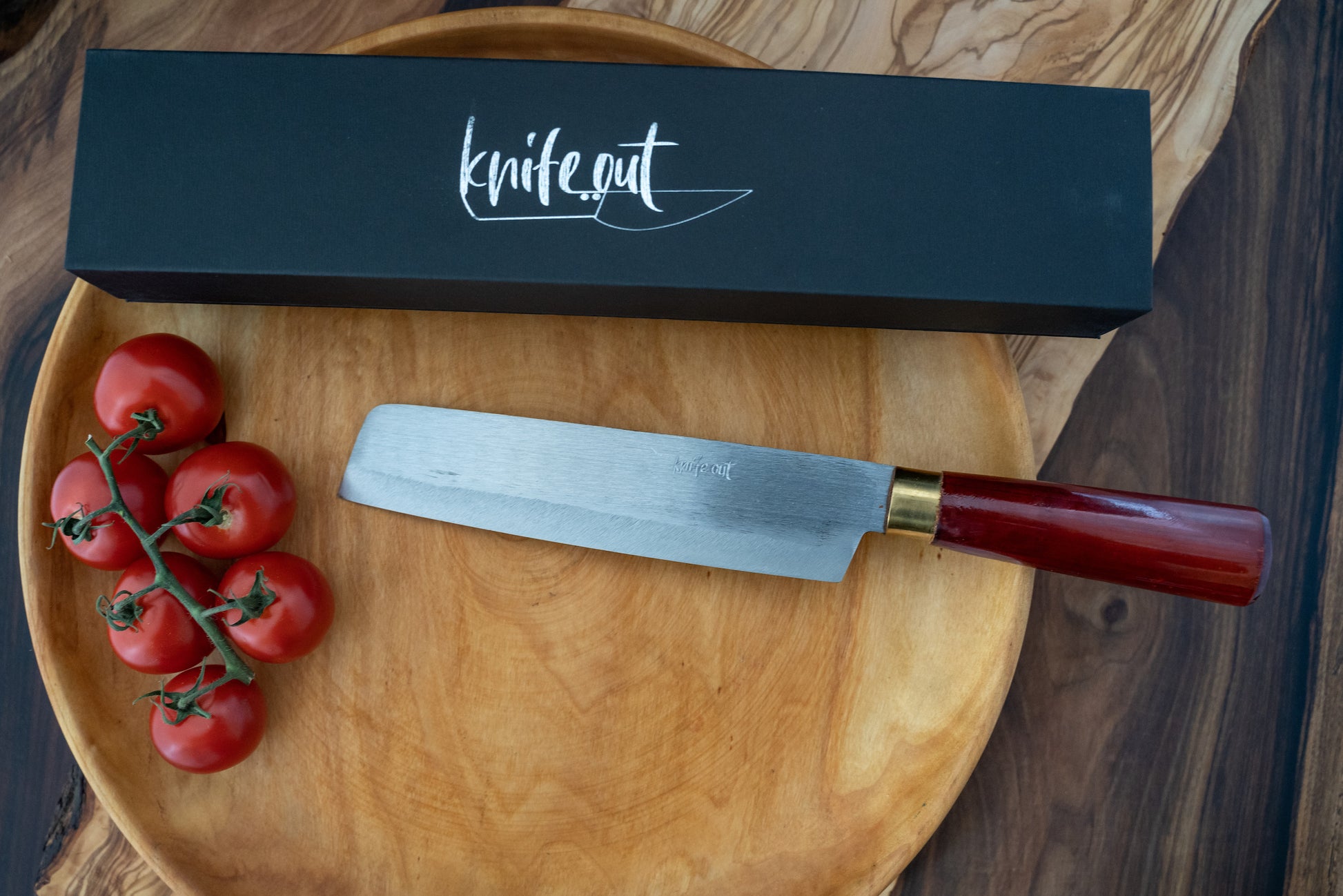 makoto japanese carbon steel knife in red