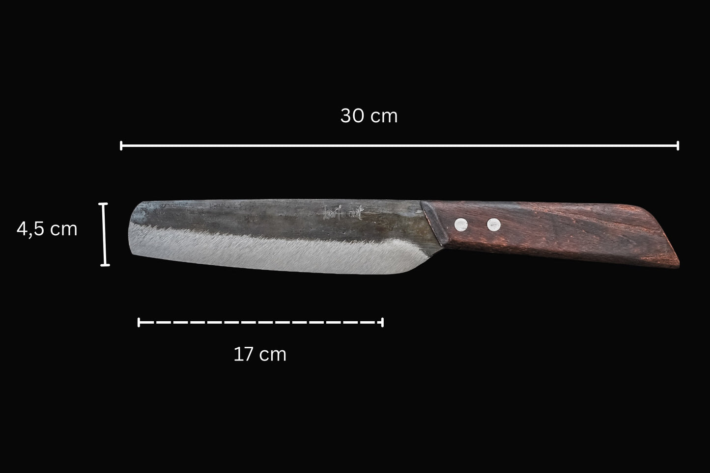 The Straight one carbon steel knife medium dimensions