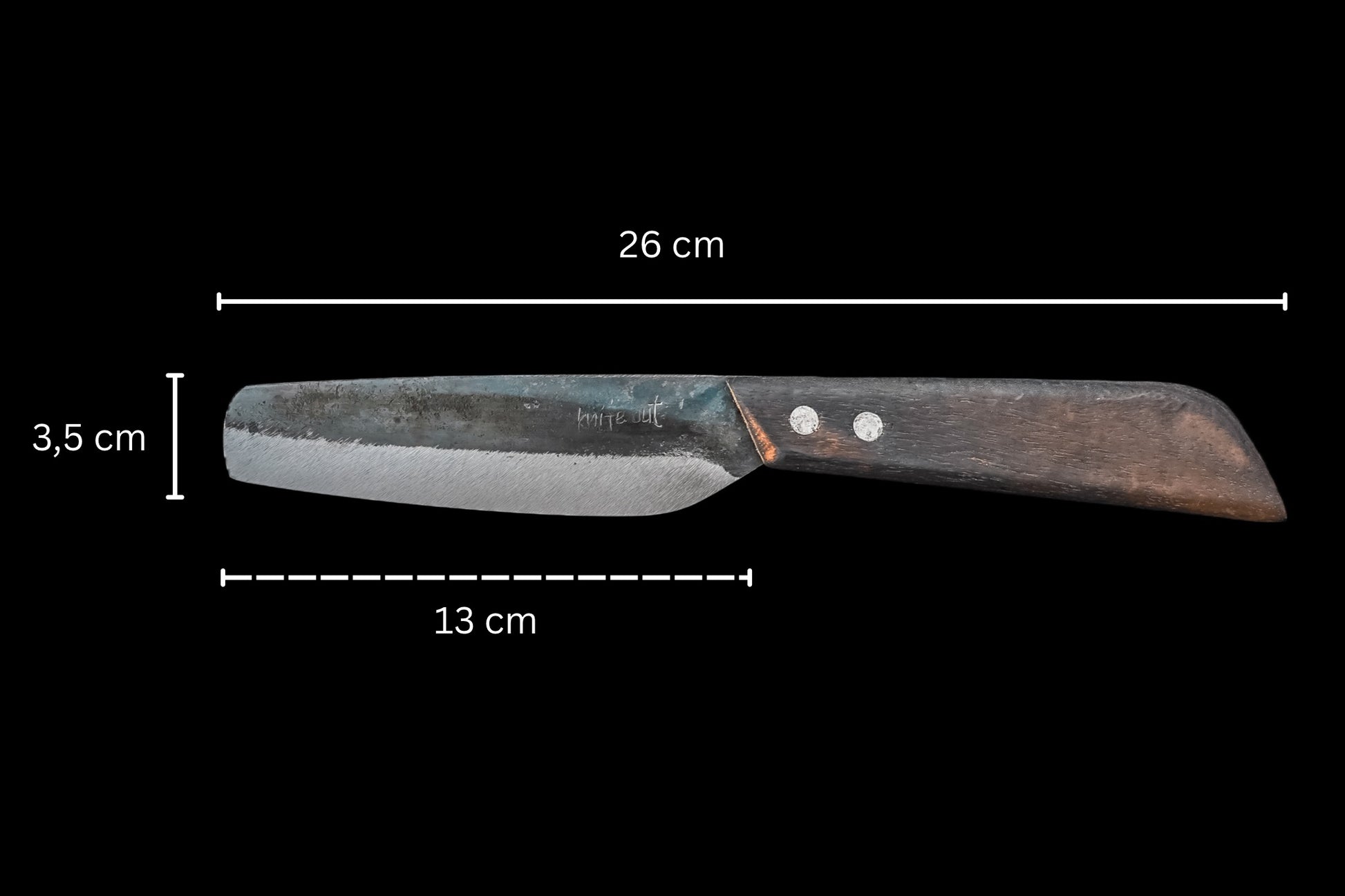 The Straight one carbon steel knife small dimensions